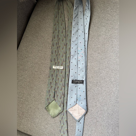 Giorgio Armani Cristian Dior Cravatte Ties Set of 2 - Picture 2 of 7